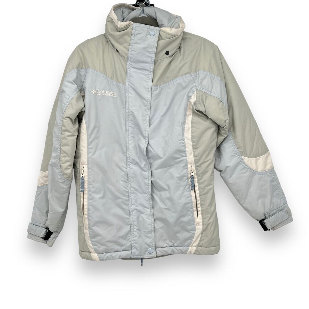 COLUMBIA WINTER COAT JACKET Women's Small Pale Blue/Gray/White
